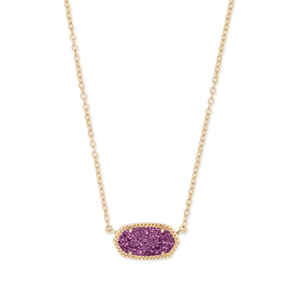 Elisa Gold Pendant Necklace In Amethyst Drusy